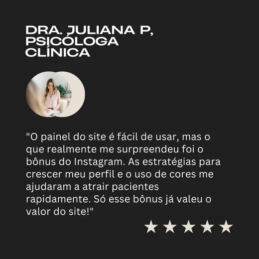 Depoimento da Dra. Fernanda S., psicóloga: senti mais confiança para mostrar meu trabalho online