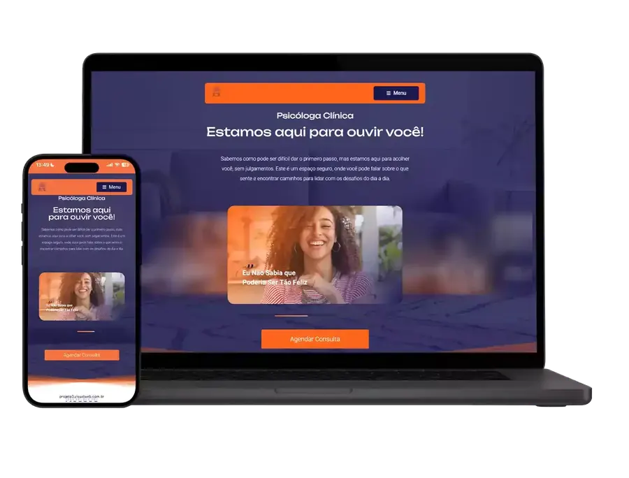 Landing page de psicóloga no notebook e no celular