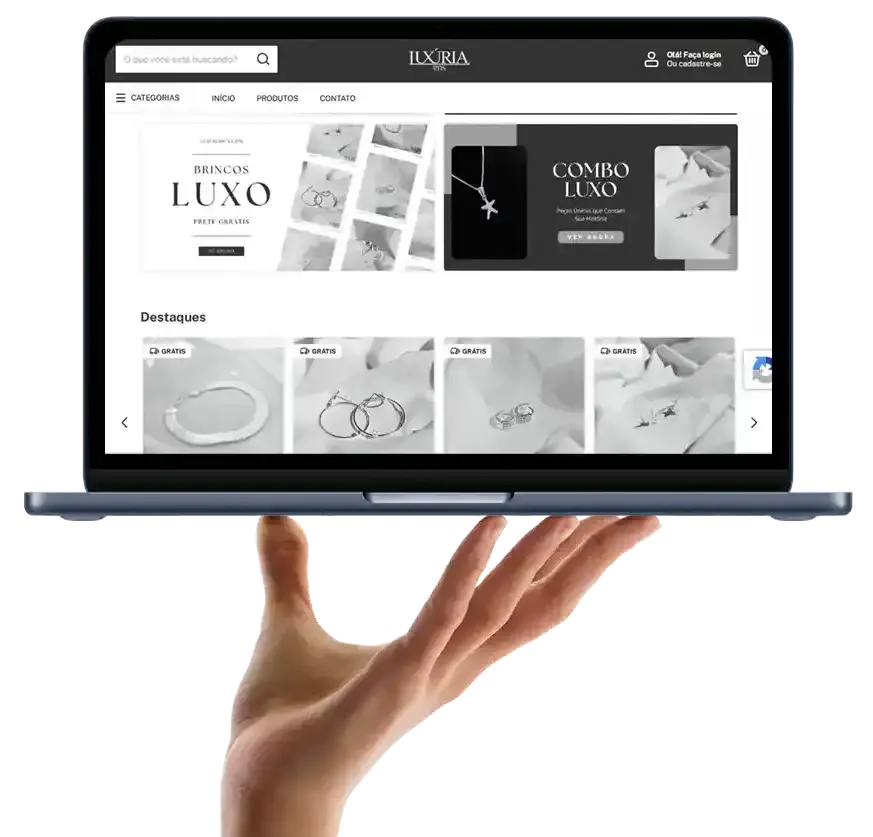 Loja virtual aberta em um notebook