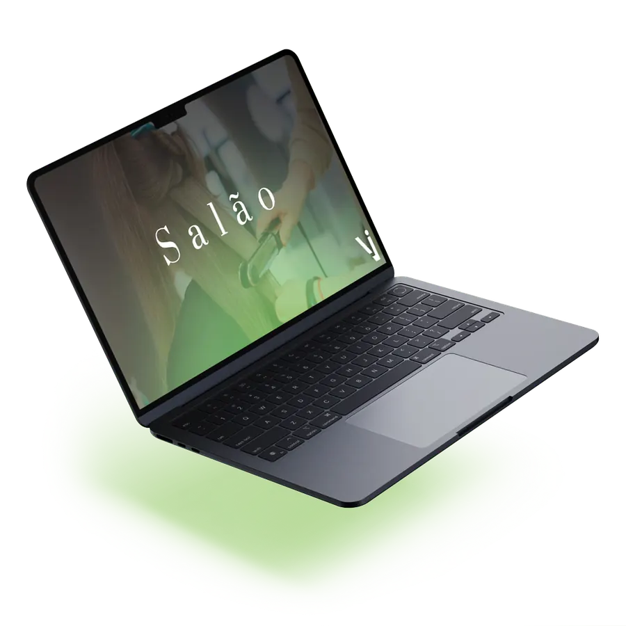 Site de salão de beleza aberto em um notebook