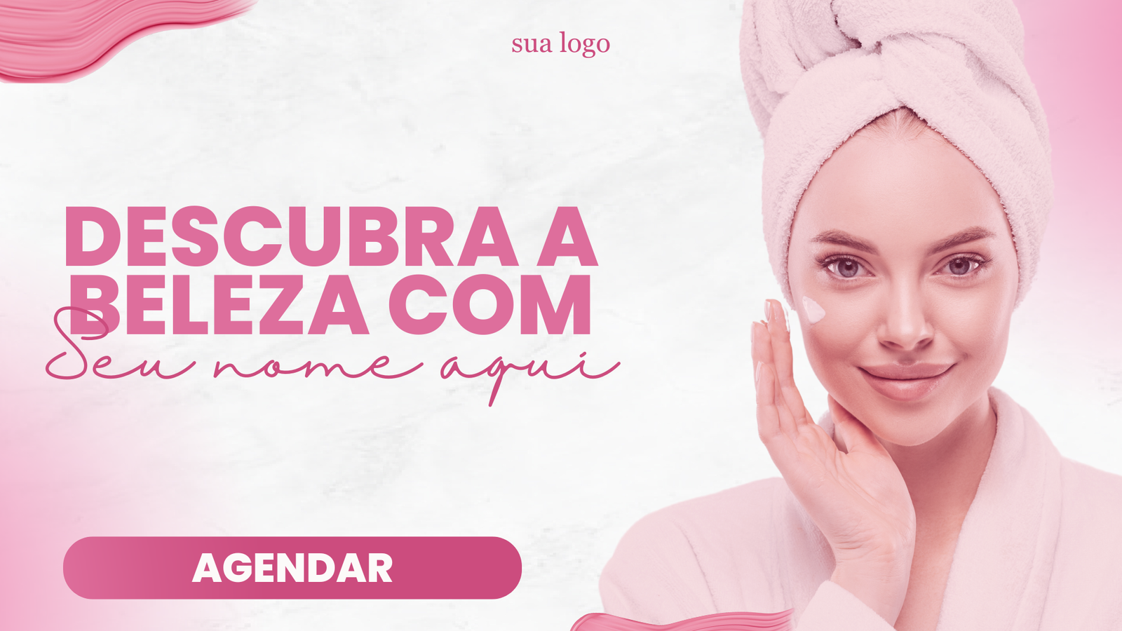 Apresentação comercial de cosméticos e estética delicado rosa e branco