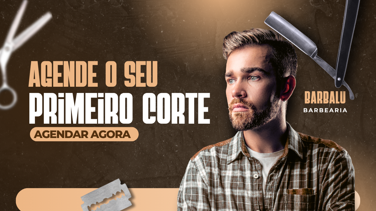 Banner Mercado Shops Agende O Seu Primeiro Corte E Ganhe Desconto Moderno Marrom Bege E Branco