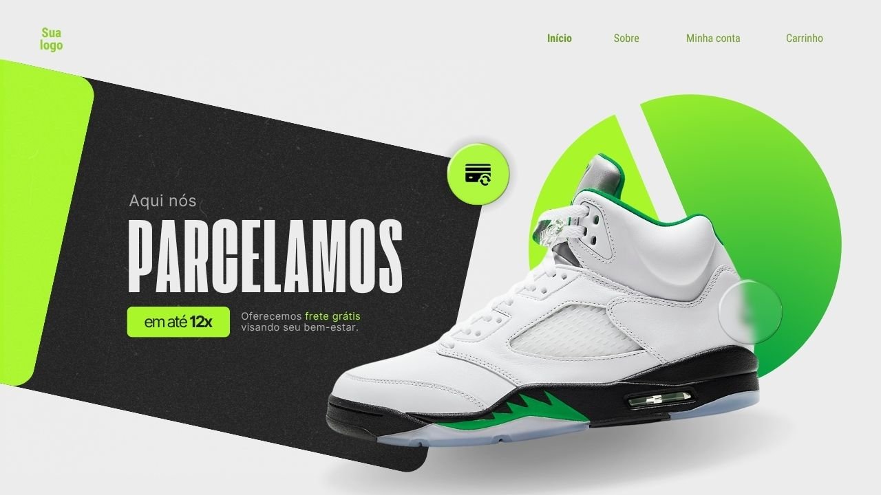 Banner para loja online de calçados com parcelamentos verde e branco